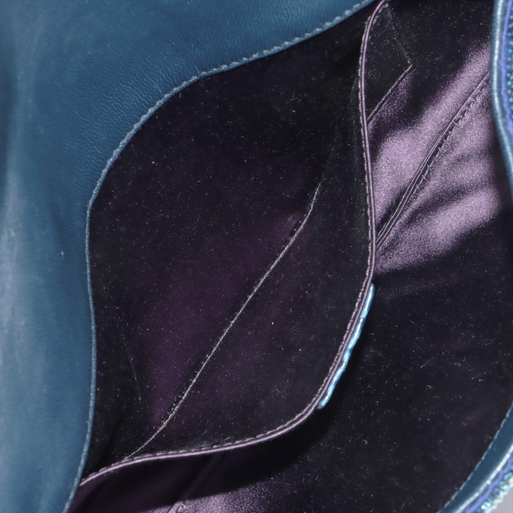 Gucci Horsebit Beaded Chain Shoulder Bag Blue Crocodile - Picture 7 of 8